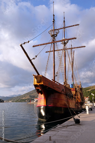 Motor sailboat Karaka (2004) in port of Dubrovnik, Croatia photo