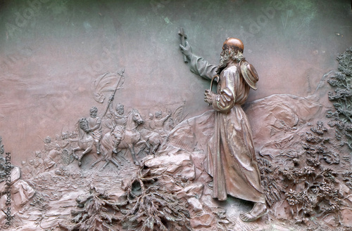 Relief on a monument from 1893 of poet Ivan Gundulic in Dubrovnik, Croatia  photo