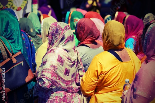 Sikh women with veil during a religion parade