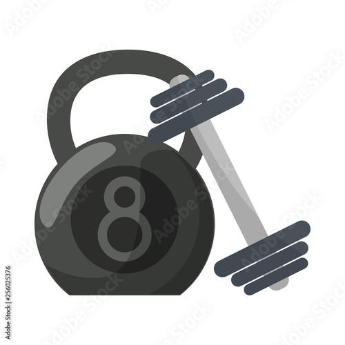 Ketlebell and dumbbell gym equipment photo