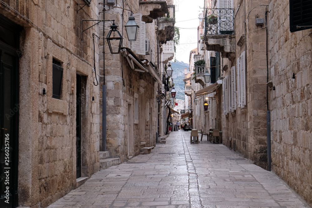 Narrow street inside Dubrovnik old town, Croatia Narrow street inside Dubrovnik old town, Croatia