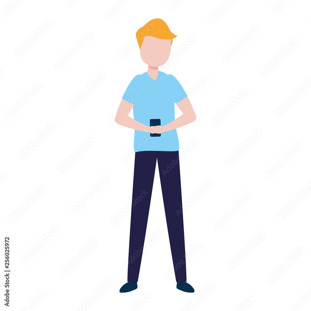man with smartphone avatar character