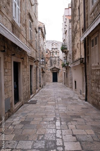 Narrow street inside Dubrovnik old town  Croatia