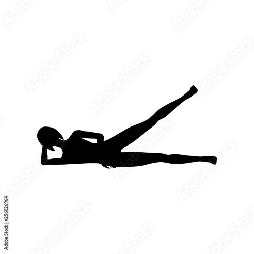 Lying side leg lift exercise workout silhouette