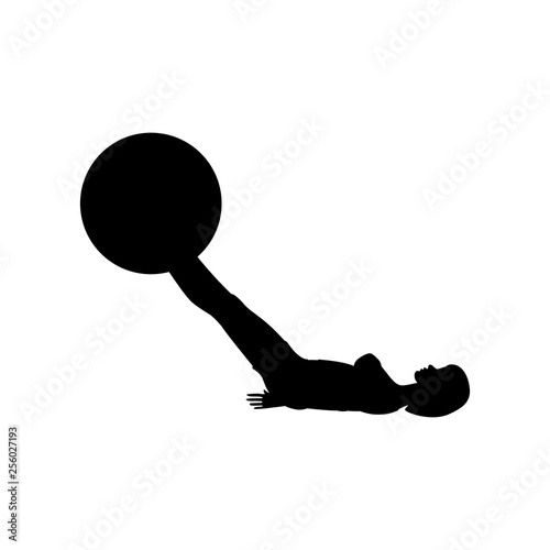 Swiss ball leg lifts exercise workout silhouette