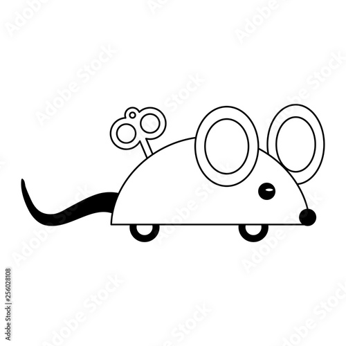 Joke rope mouse cartoon in black and white