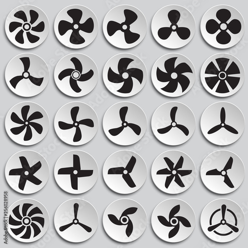 Propeller icons set on plates background for graphic and web design. Simple vector sign. Internet concept symbol for website button or mobile app.