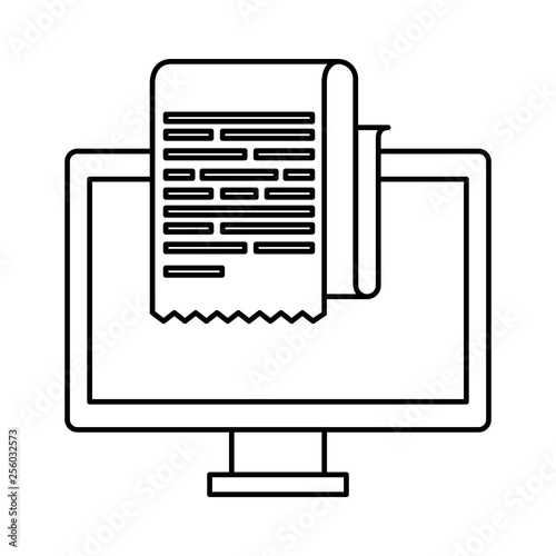 desktop computer with receipt