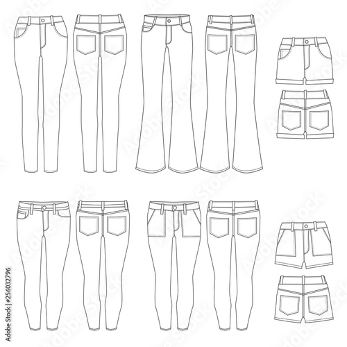 Vector template for Womens Denim Jeans