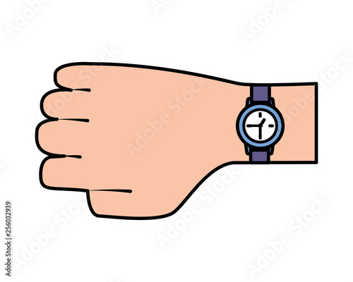 hand with wristwatch