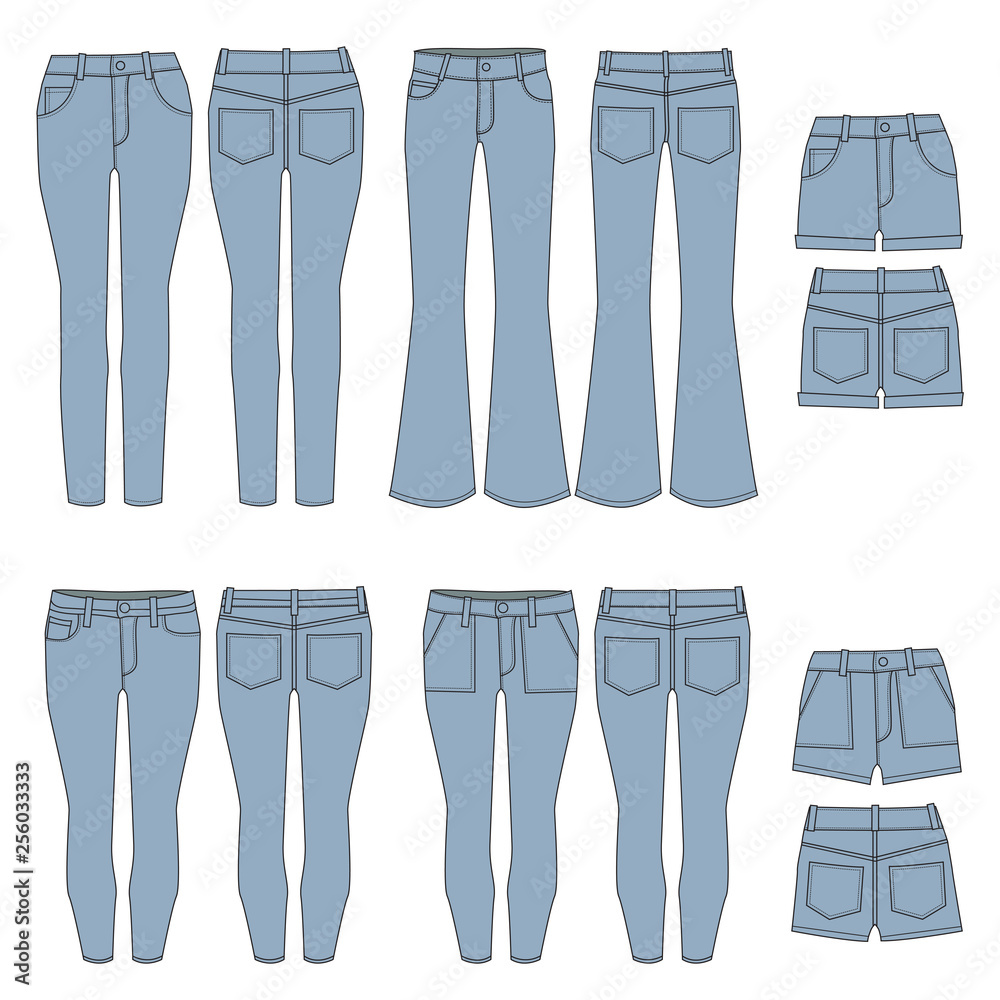 Vetor do Stock: Vector template for Womens Denim Jeans | Adobe Stock