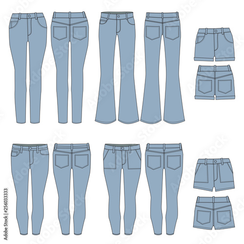 Vector template for Womens Denim Jeans