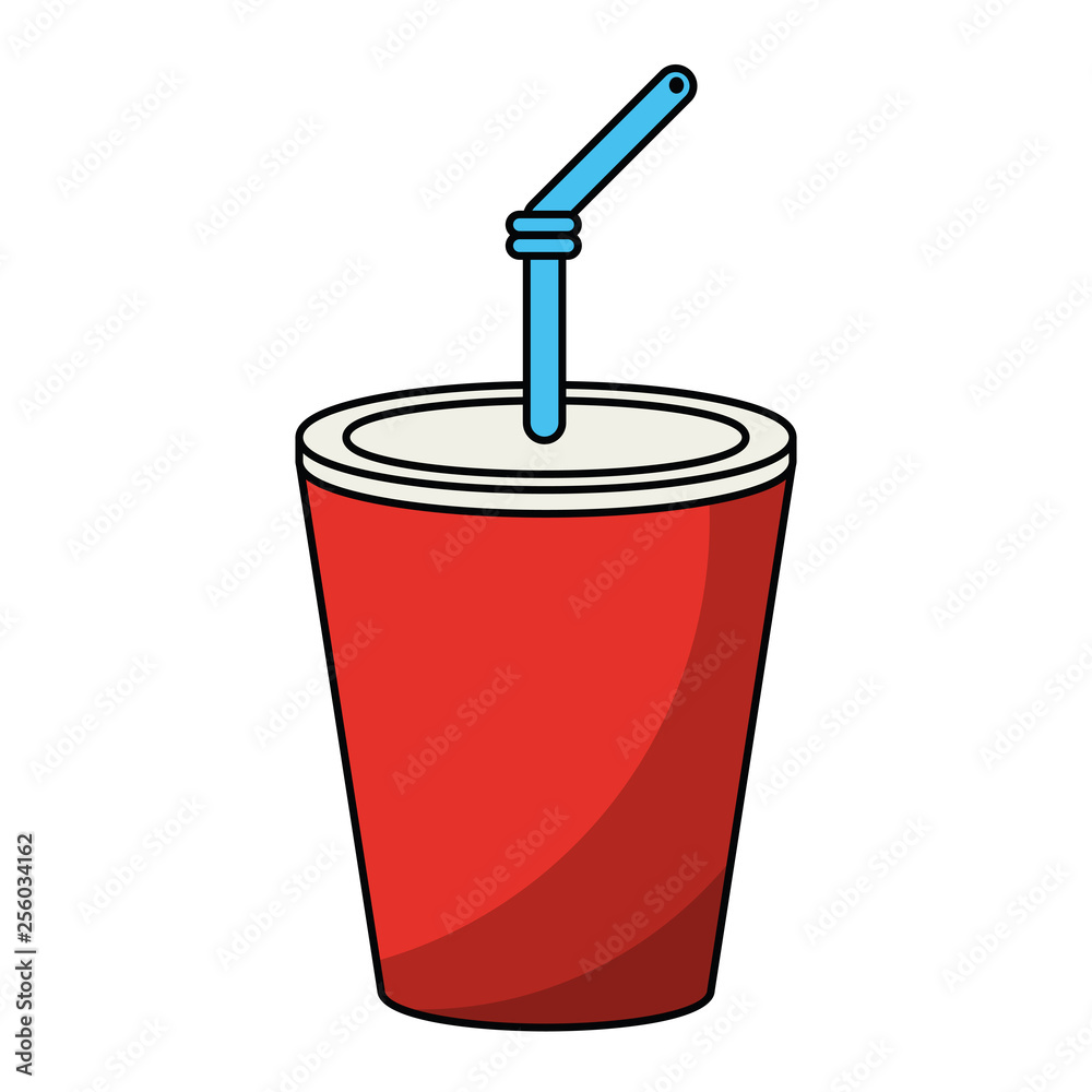 Soda cup with straw cartoon