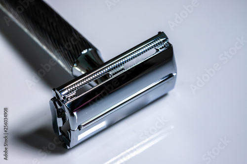 Chrome double-edged classic shaving safety razor. Beard care