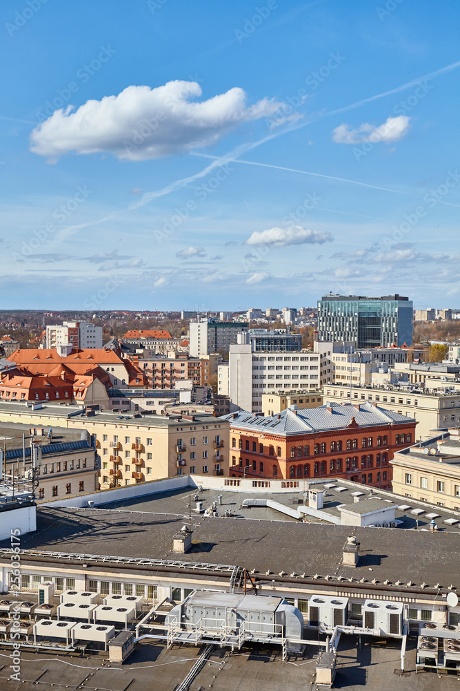 Downtown Poznan cityscape on a sunny day, Poland.