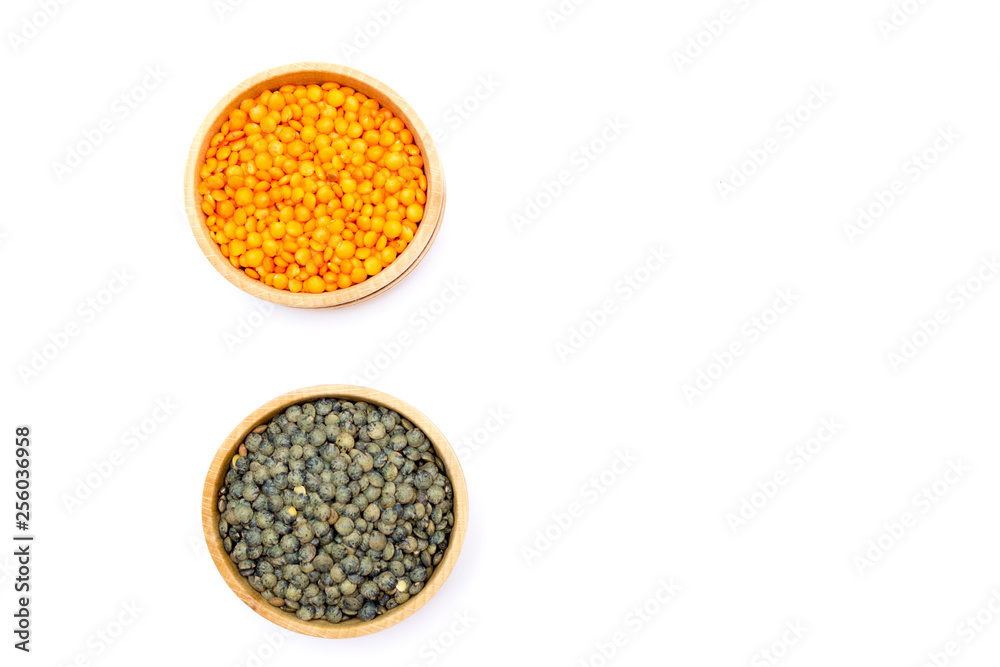 Lentils isolated on white background, Copy space Lentils isolated on white background, Copy space