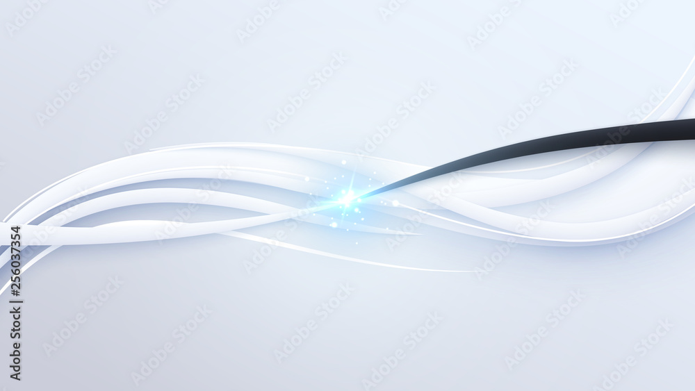Obraz premium Smooth curved flow of lines with blue sparks