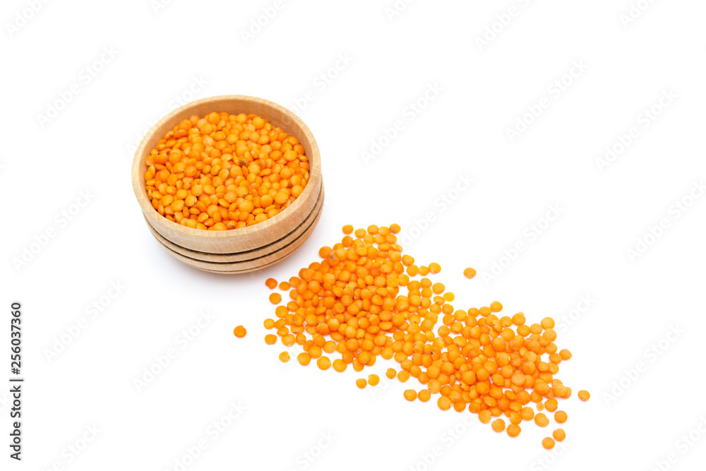 Lentils isolated on white background, Copy space Lentils isolated on white background, Copy space