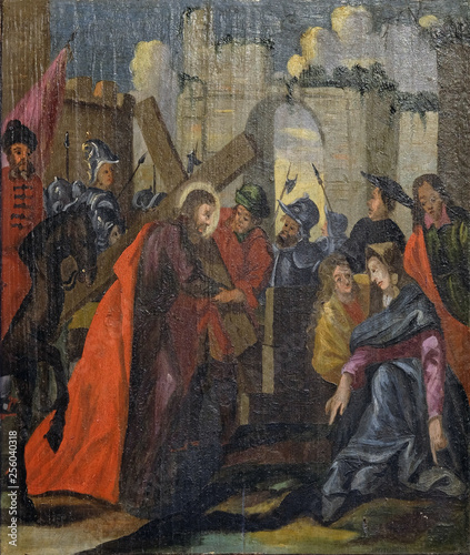 Jesus is given his cross, altarpiece in the Church of the Saint Barbara in Velika Mlaka, Croatia