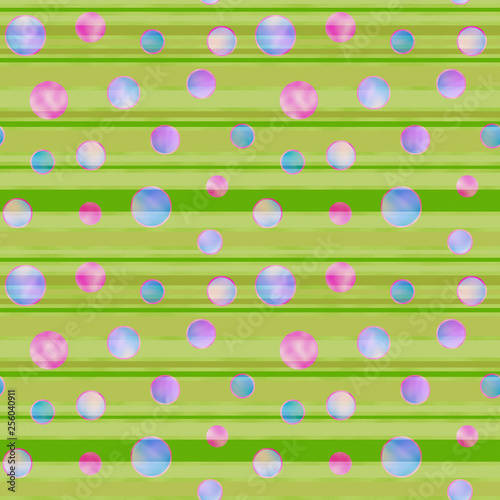 Illustrated seamless striped pattern with circles