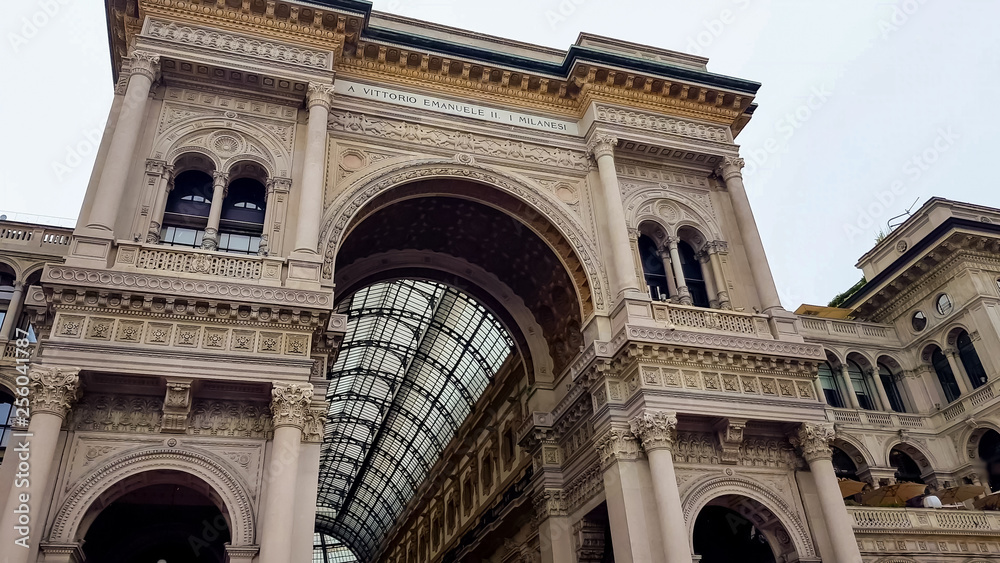Famous Galleria Vittorio Emanuele, Milan sightseeing, ancient architecture