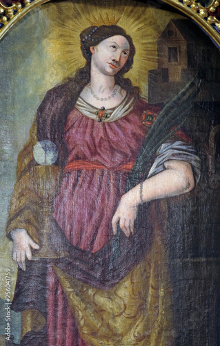 St. Barbara, a virgin and a martyr, a protector of miners and a good death, altarpiece in the Church of the Saint Barbara in Velika Mlaka, Croatia