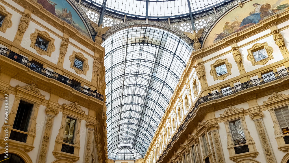 Italian Galleria Vittorio Emanuele, beautiful interior, historical attraction