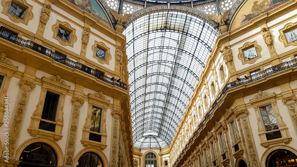 Historical architecture of famous Galleria Vittorio Emanuele, sightseeing