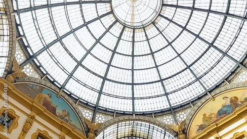 Glass dome of Italian Galleria Vittorio Emanuele  beautiful architecture