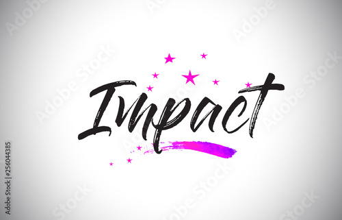 Impact Handwritten Word Font with Vibrant Violet Purple Stars and Confetti Vector.