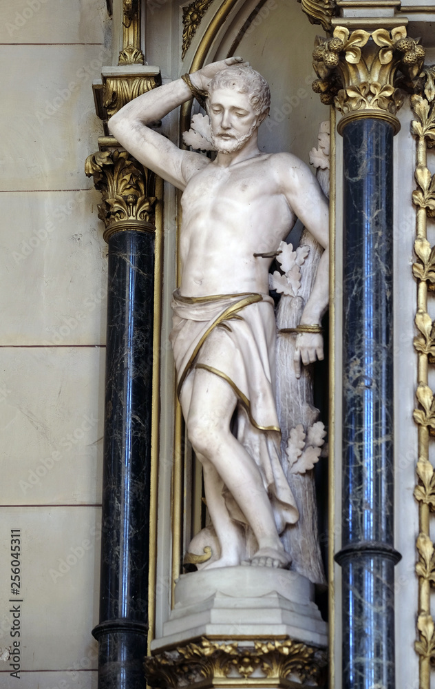 Fototapeta premium Saint Sebastian, statue on the altar of Saint Jerome in Zagreb cathedral 