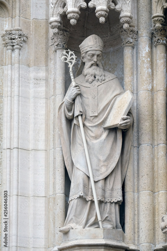 Statue of Saint Methodius on the portal of the Zagreb cathedral 
