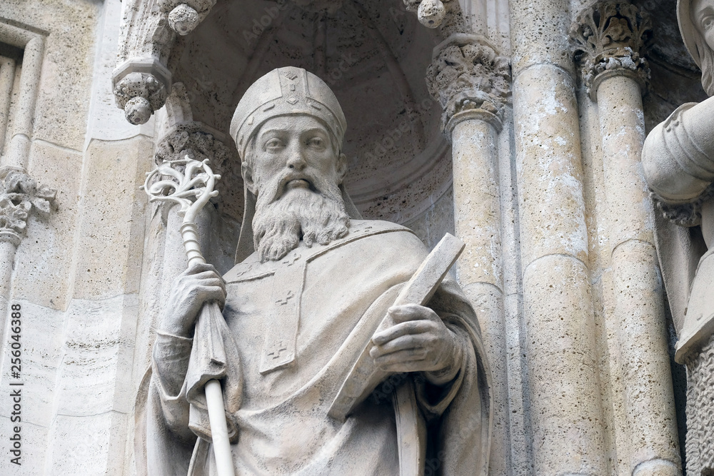 Statue of Saint Methodius on the portal of the Zagreb cathedral 