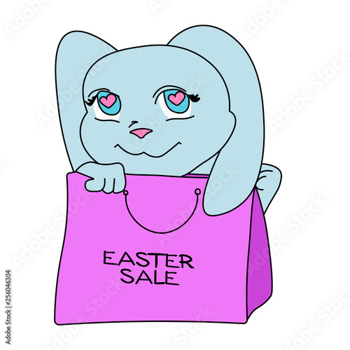 Easter sale color cute bunny with bag banner
