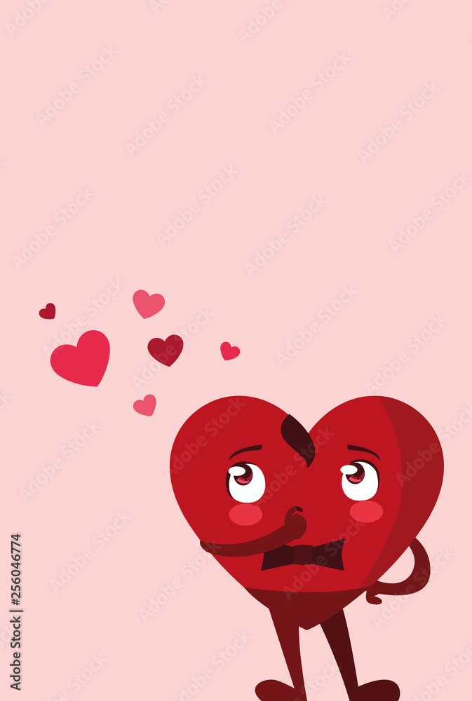 heart male kawaii character heart male kawaii character