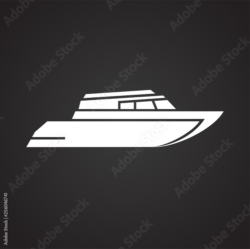 Ship icon on background for graphic and web design. Simple vector sign. Internet concept symbol for website button or mobile app.