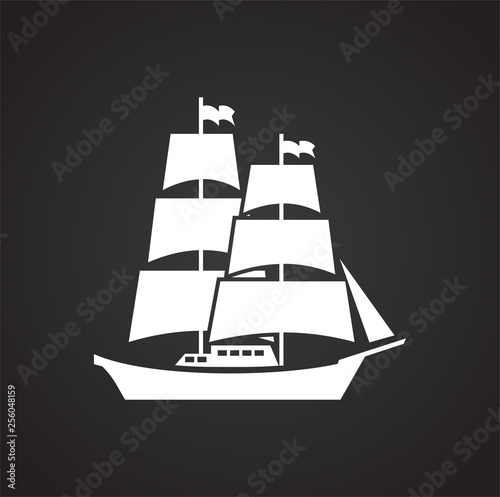 Ship icon on background for graphic and web design. Simple vector sign. Internet concept symbol for website button or mobile app.