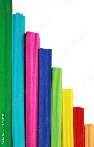 multi colored vertical pattern with crepe paper rolls