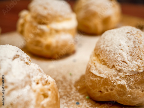 Delicious tender profiteroles