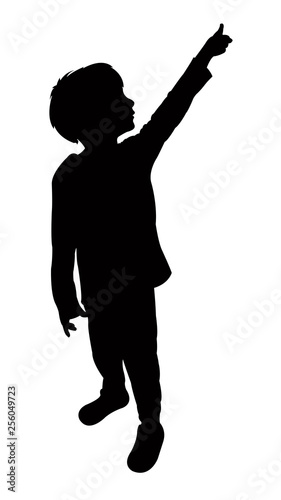 boy looking up, silhouette vector
