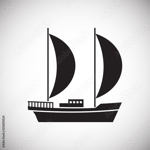 Ship icon on background for graphic and web design. Simple vector sign. Internet concept symbol for website button or mobile app.