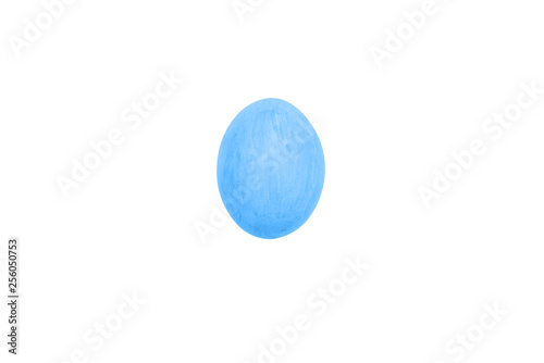 Blue egg. Painted egg. Traditional symbol and decoration of the holiday. Empty surface