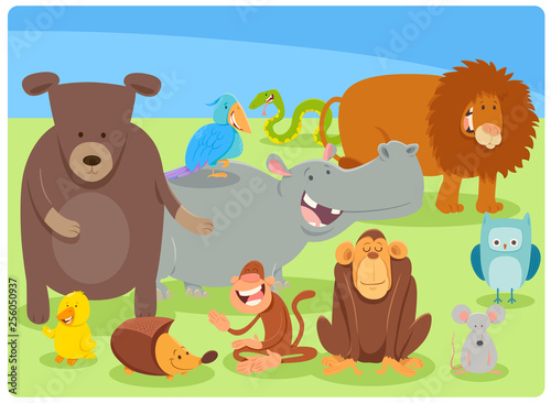 funny cartoon animal characters group