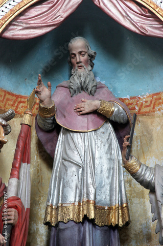 Saint Jerome, statue on the altar in the parish church of Assumption in Marija na Muri, Croatia photo