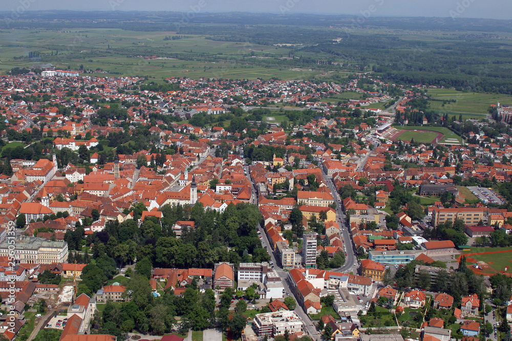 Aerial view of Varazdin, city in northwestern Croatia