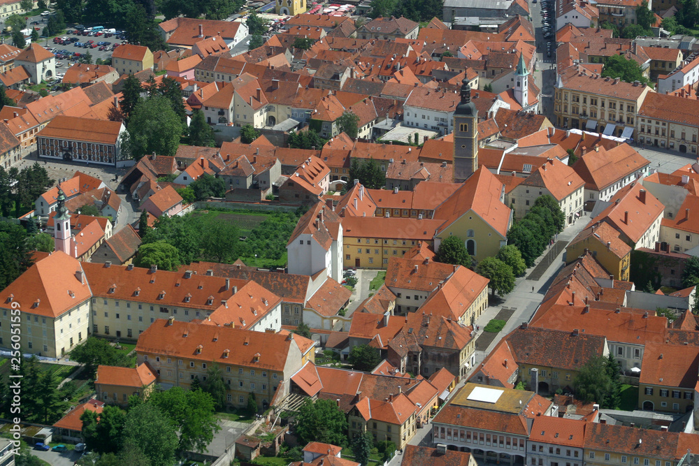 Aerial view of Varazdin, city in northwestern Croatia