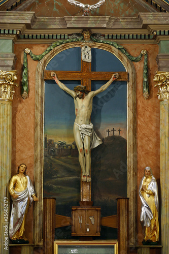 Bilde på lerret Crucifixion, altarpiece in the Parish Church of the Holy Cross in Zacretje, Croa