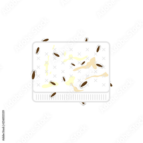 Dirty mattress and bed bugs. Vector illustration
