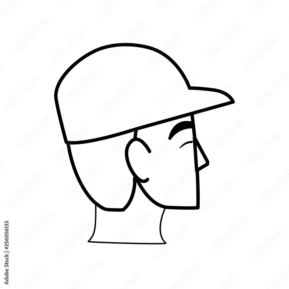 young man head with cap character