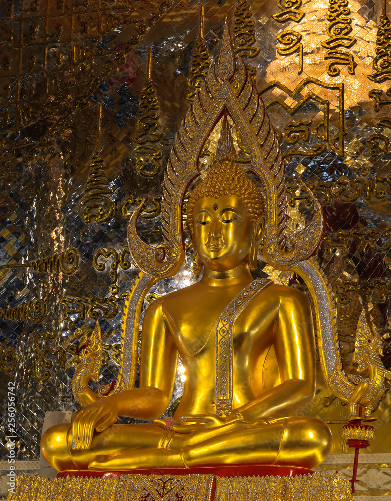 Buddha gold color in temple Thailand.